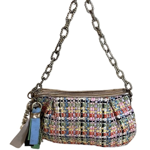 Coach Handbags - Vintage Coach Multi Ribbon‎ & Woven Threaded & Chain Clutch Purse